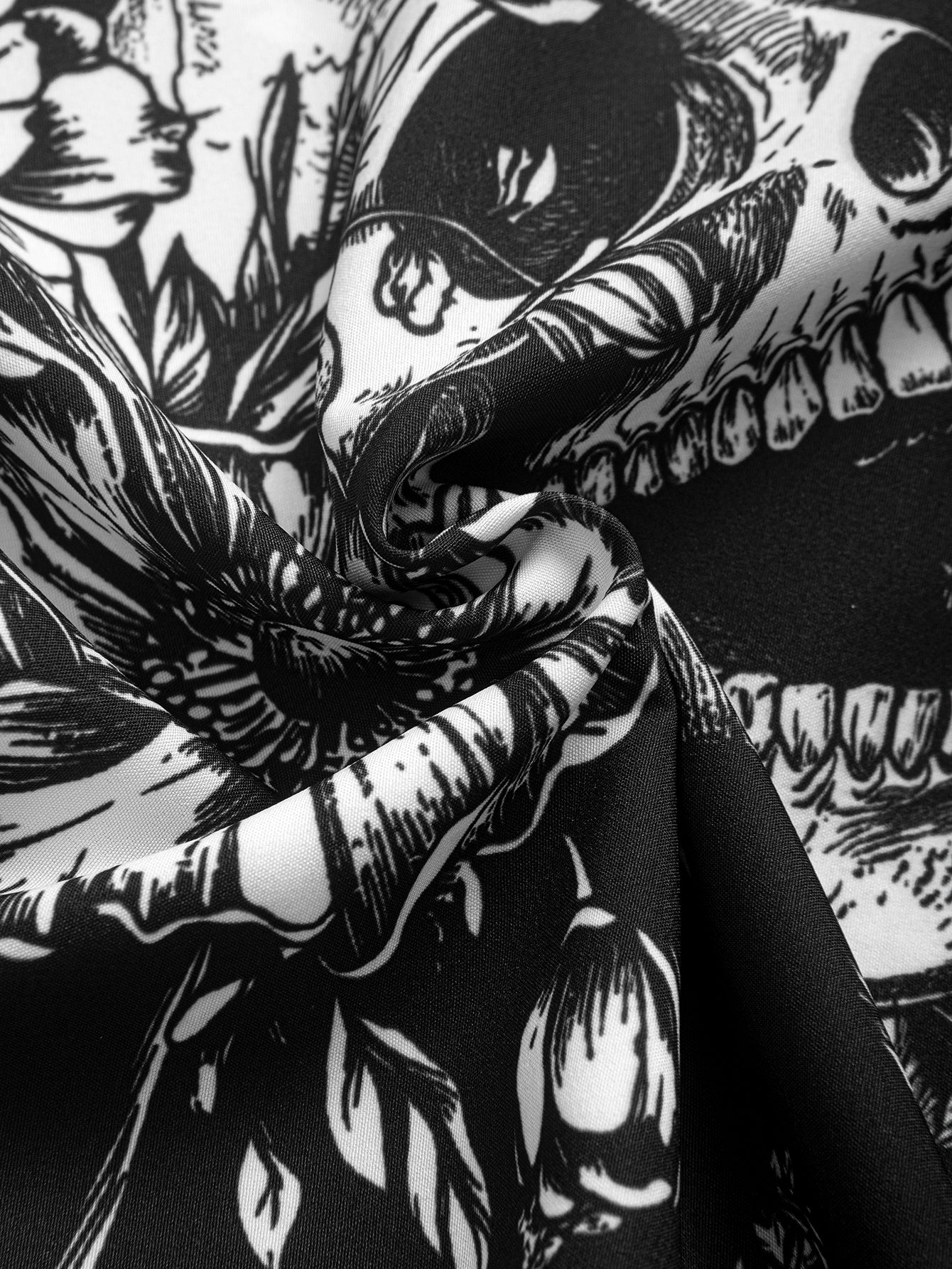 Skull Floral Print Button Up Shirt