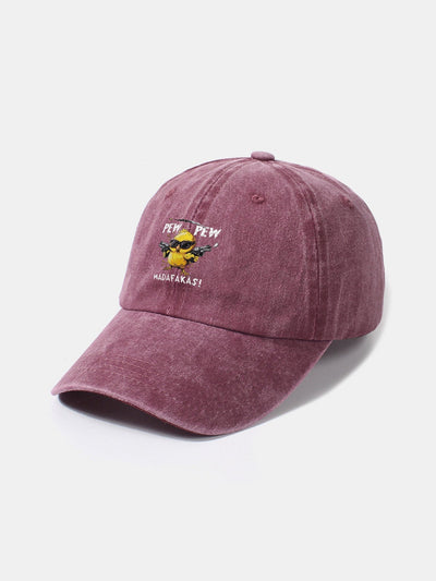 PEW PEW MADAFAKAS Chicken Pattern Casual Washed Cotton Baseball Cap