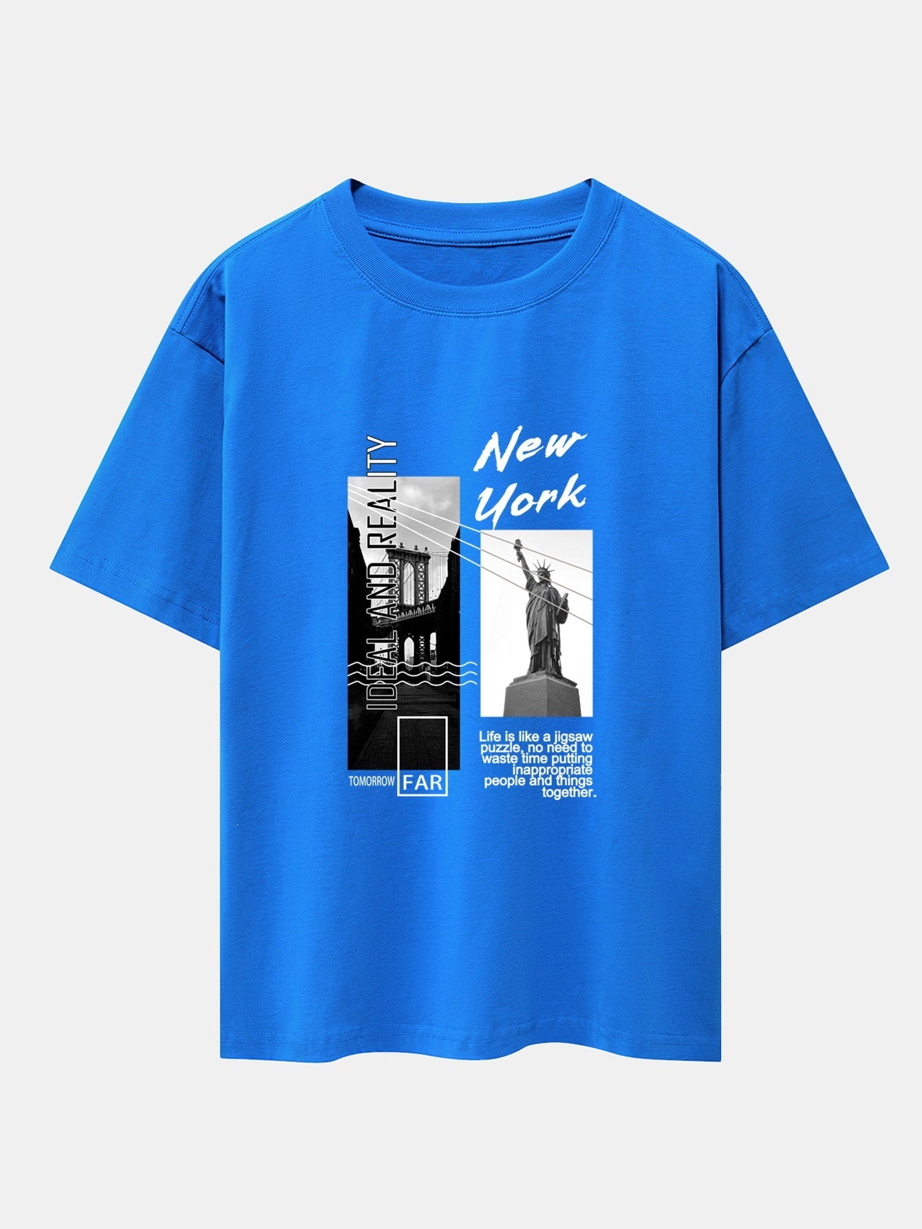 New York City Scenery Print Drop Shoulder Oversize T-Shirt