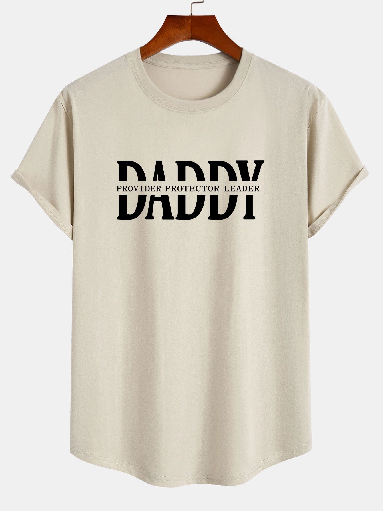Daddy Print Cotton Arc Hem T-Shirt