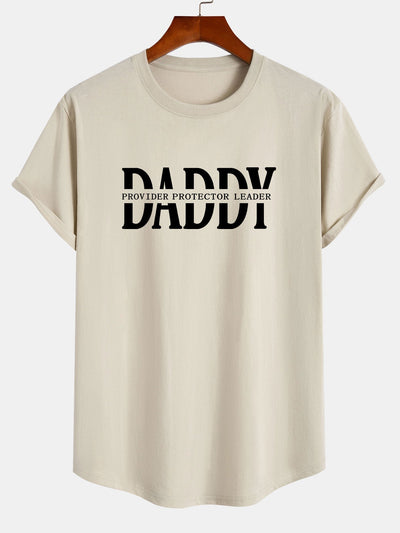 Daddy Print Cotton Arc Hem T-Shirt