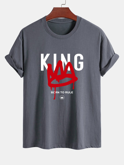 Regular Fit Crown King Print Cotton T-Shirt