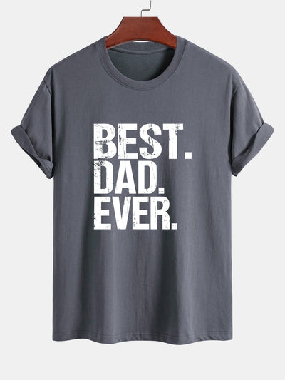 Regular Fit Best Dad Ever Print Cotton T-Shirt