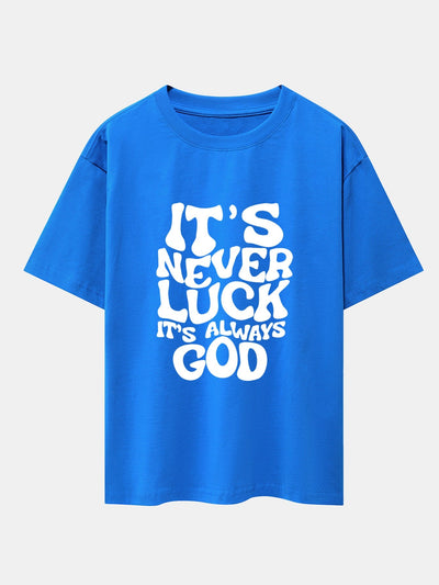 God Slogan Print Drop Shoulder Oversize T-Shirt
