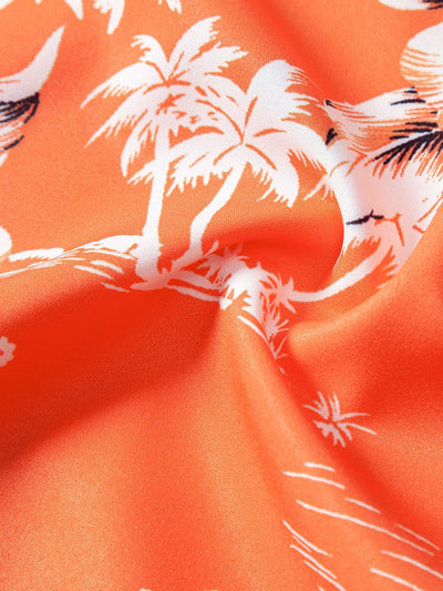 Palm Tree Tropical Flora Print Button Up Shirt