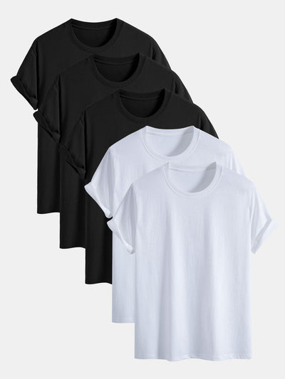 5 Pieces Basic Regular Fit Cotton T-Shirts