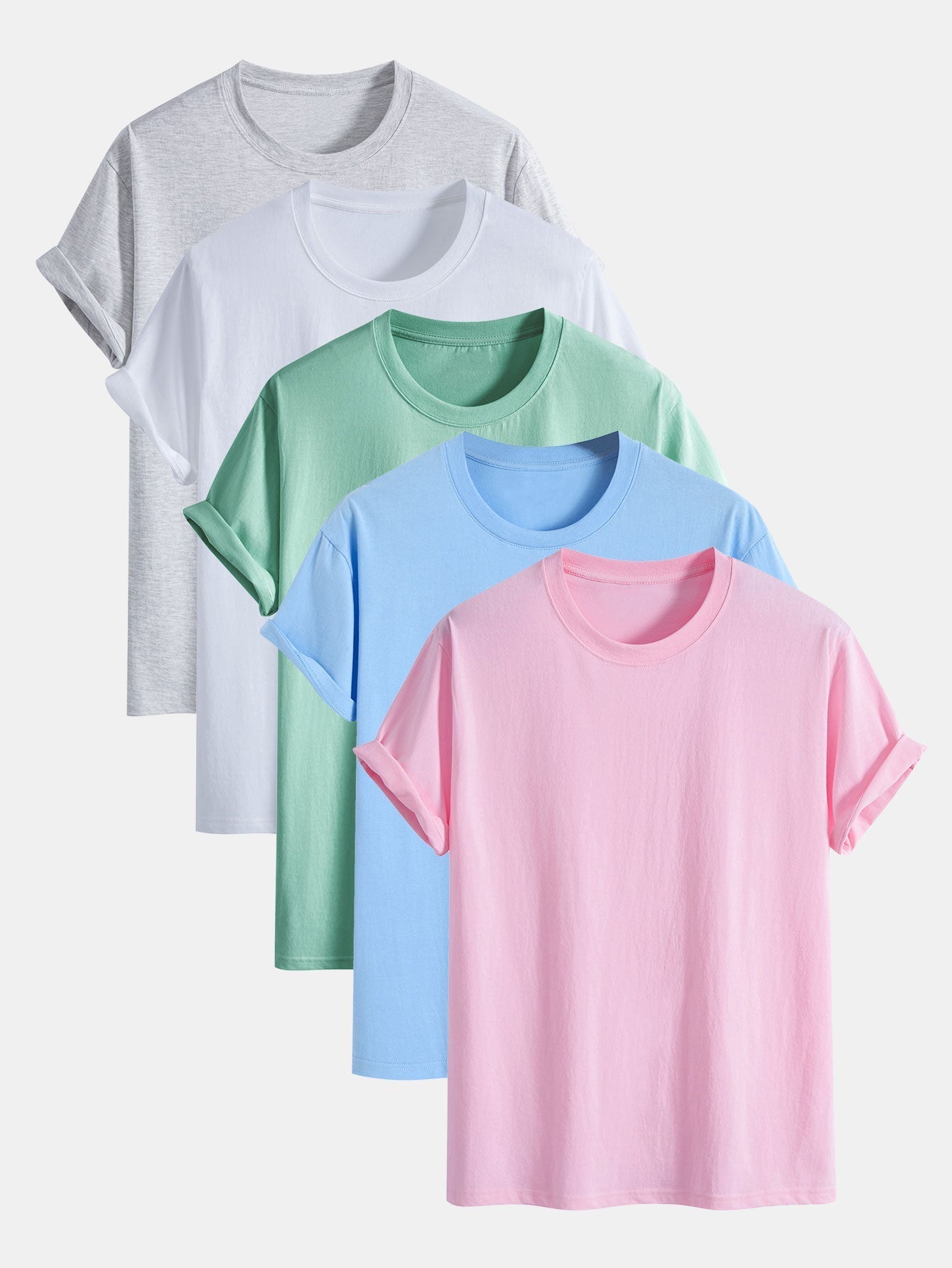 5 Pieces Basic Regular Fit Cotton T-Shirts
