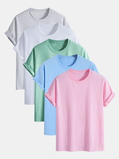 5 Pieces Basic Regular Fit Cotton T-Shirts