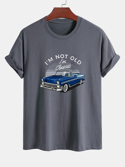Regular Fit Car Slogan Print Cotton T-Shirt