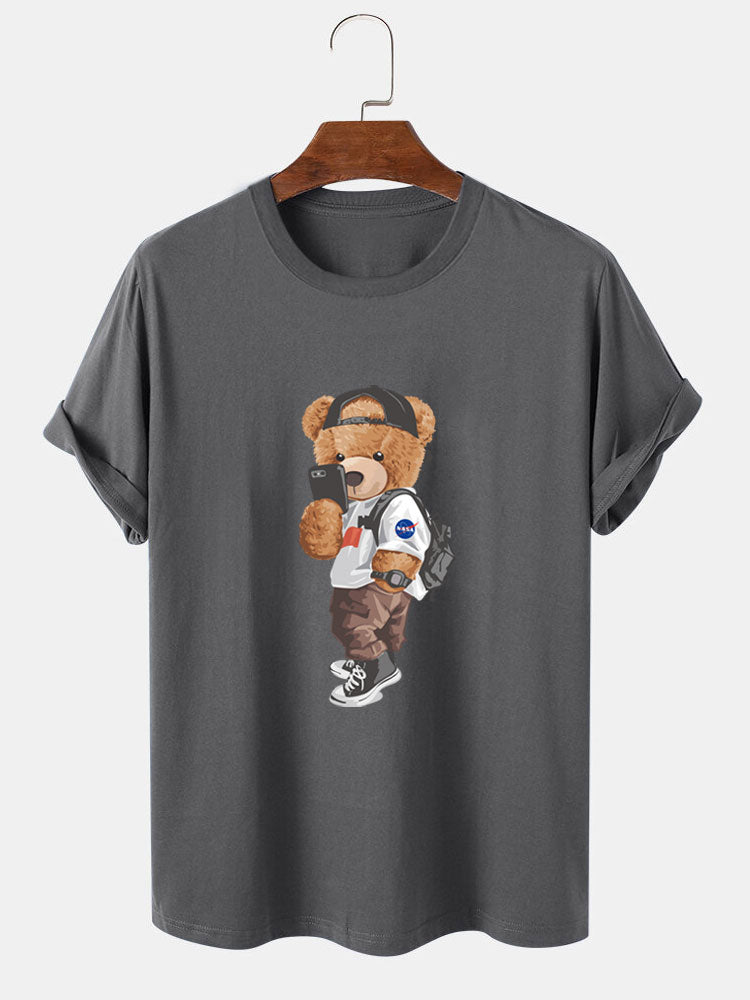 Selfie Bear Print T-Shirt