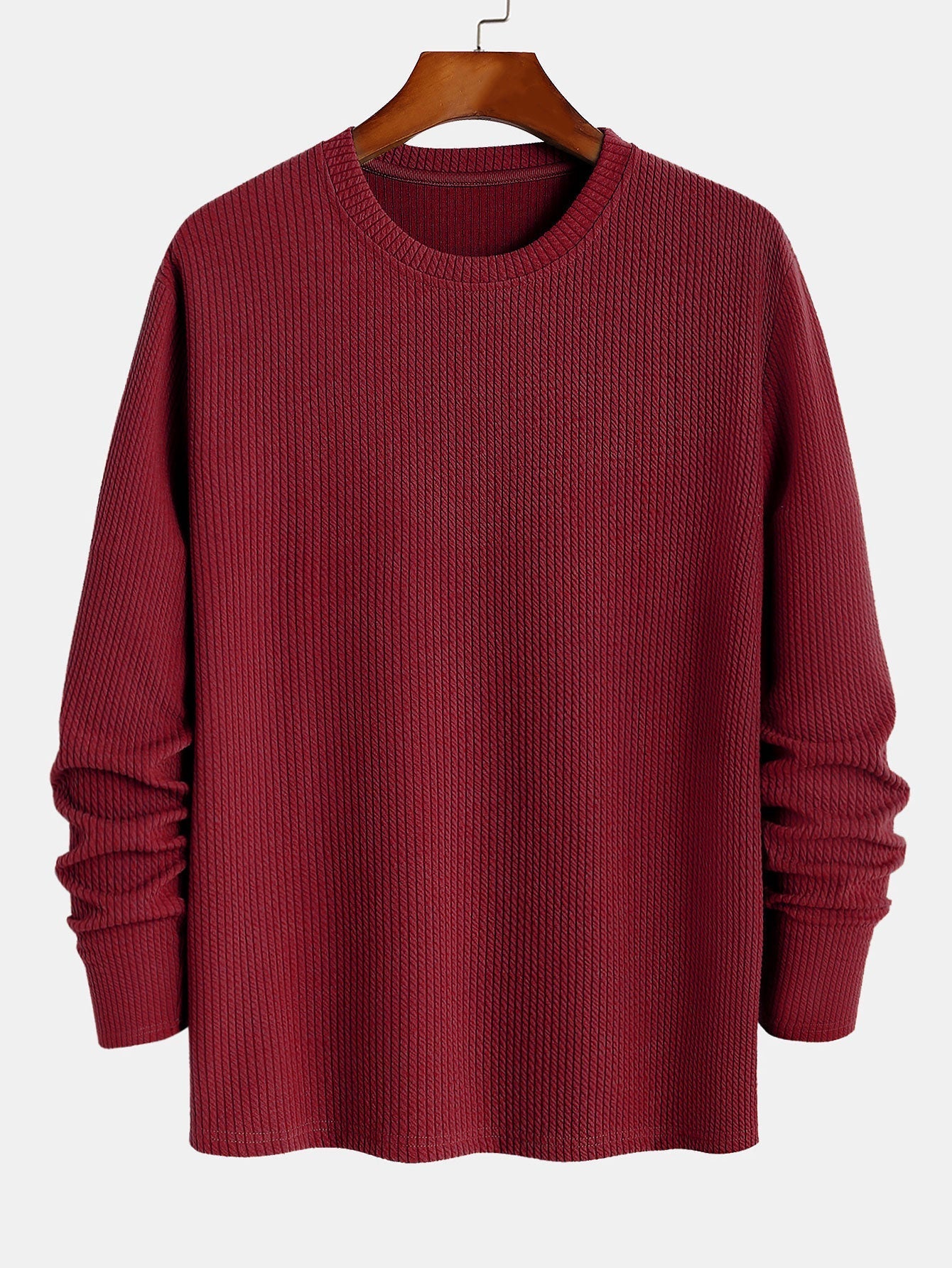 Long Sleeved Muscle Fit Ribbed T-Shirt