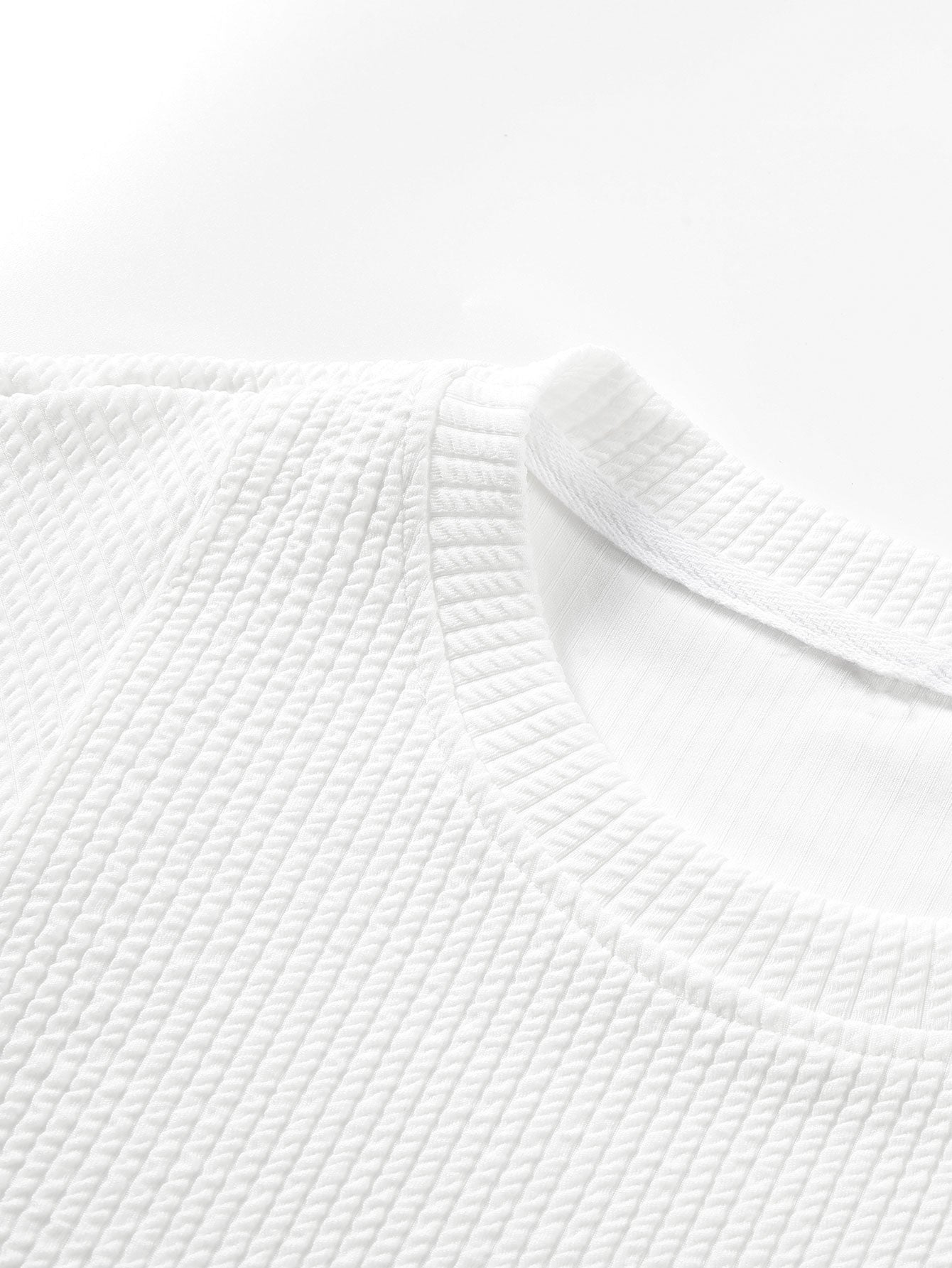 3 Pieces Long Sleeve Relax Fit Patchwork Ribbed T-Shirts