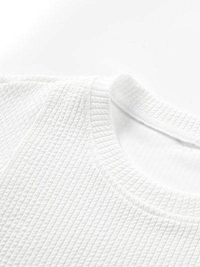 3 Pieces Long Sleeve Relax Fit Patchwork Ribbed T-Shirts