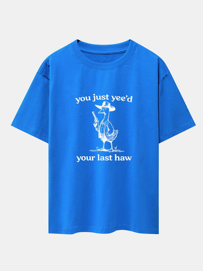 Cowboy Goose Print Drop Shoulder Oversize T-Shirt