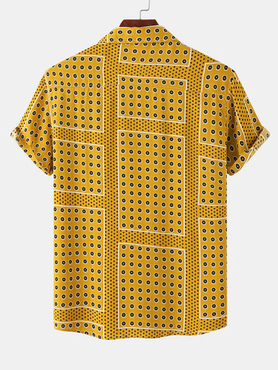 Polka Dot Floral Print Button Up Shirt