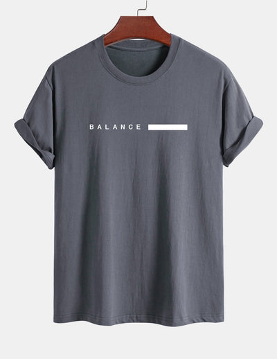 Regular Fit Balance Stripe Print Cotton T-Shirt