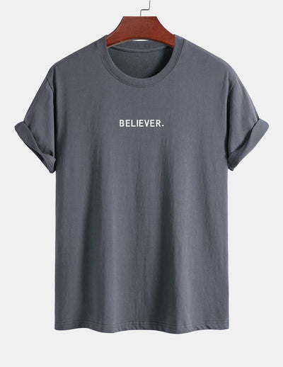 Regular Fit Believer Print Cotton T-Shirt