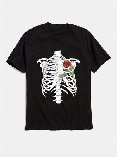 Skeleton Graphic Crew Neck T-Shirts
