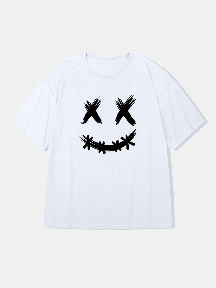 Smile Face Graphic Cotton T-Shirts