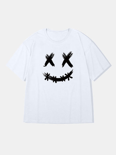 Smile Face Graphic Cotton T-Shirts