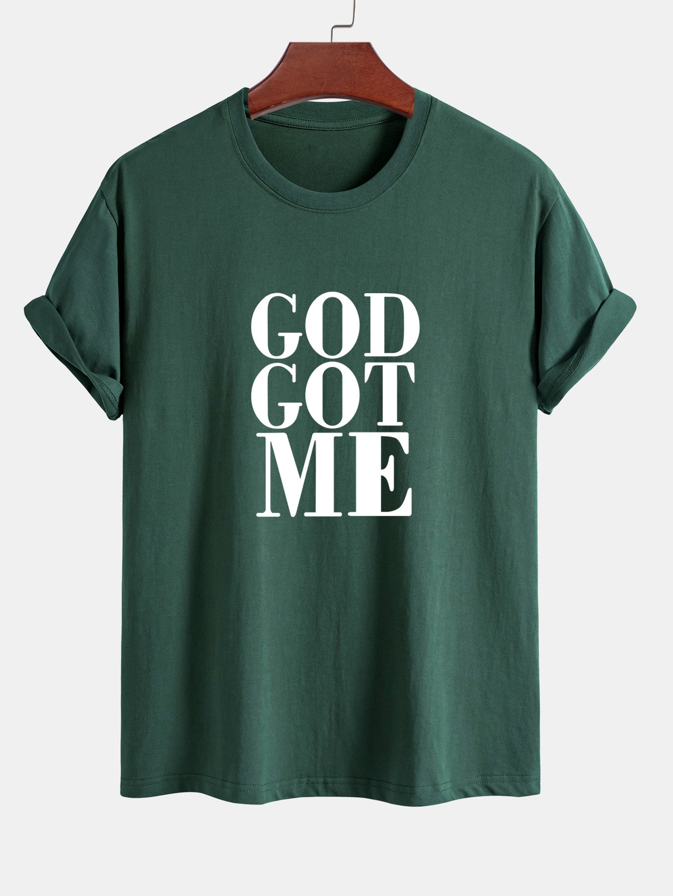 Regular Fit God Got Me Print Cotton T-Shirt