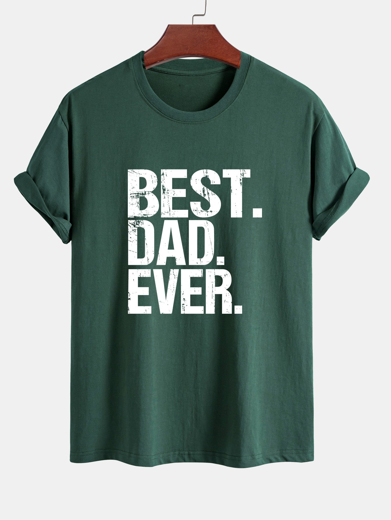 Regular Fit Best Dad Ever Print Cotton T-Shirt