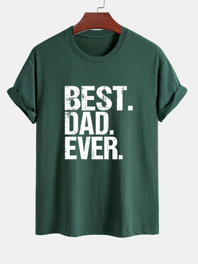Regular Fit Best Dad Ever Print Cotton T-Shirt