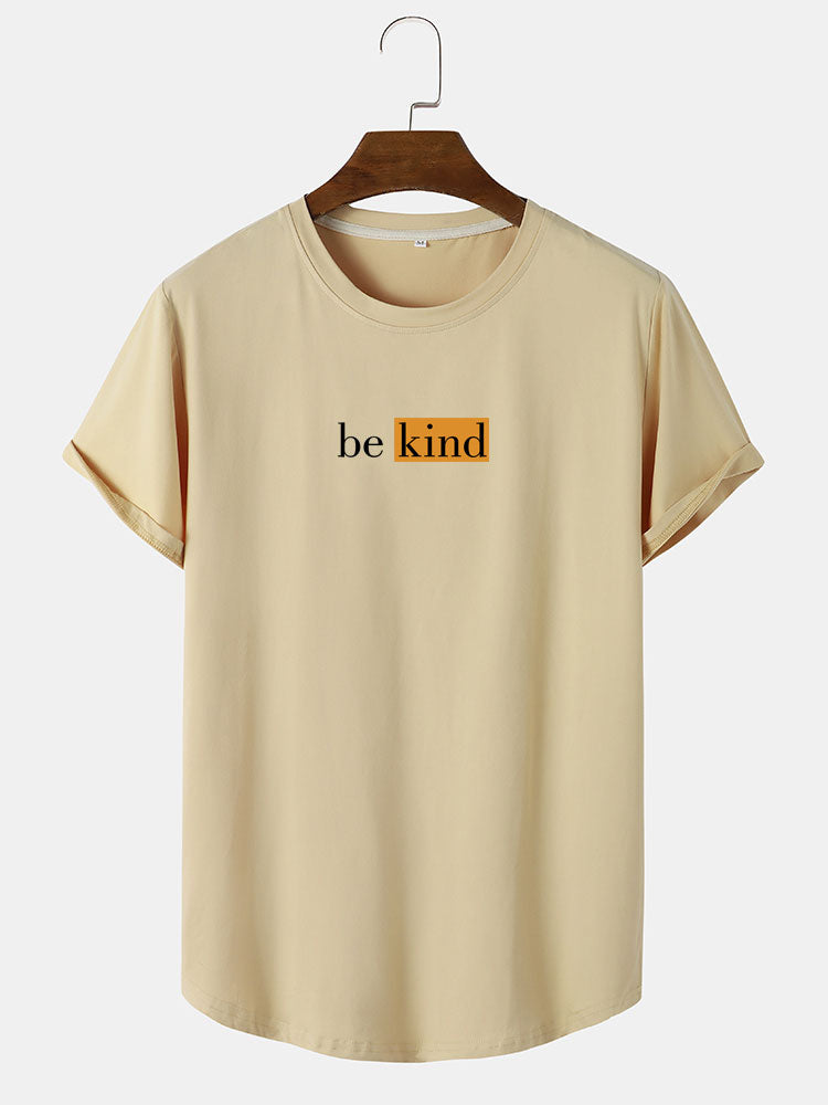 Be Kind Character Print Arc Hem T-Shirt