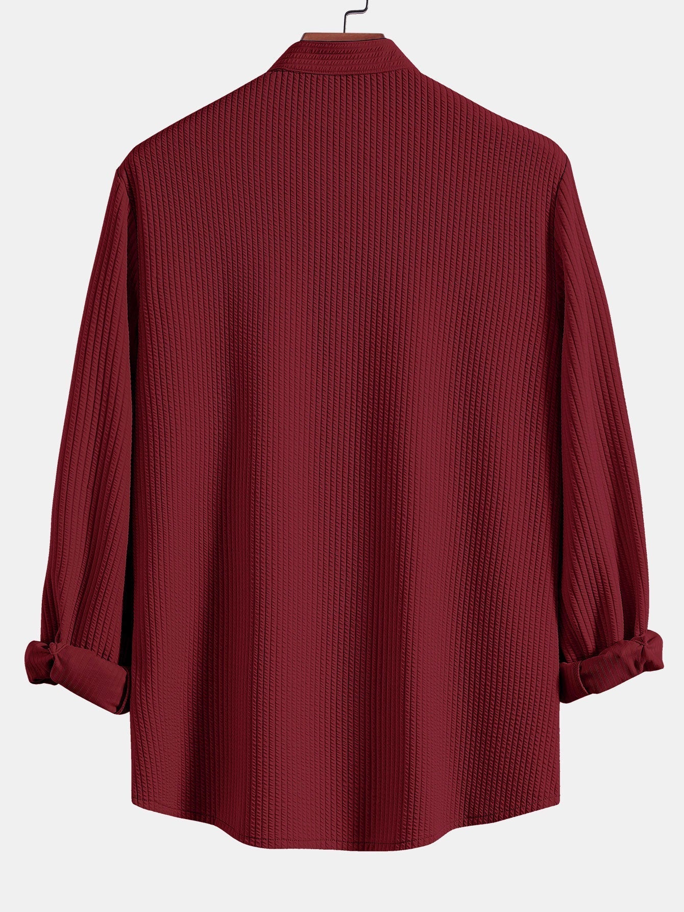 Long Sleeve Muscle Fit Ribbed Stand Collar Shirt