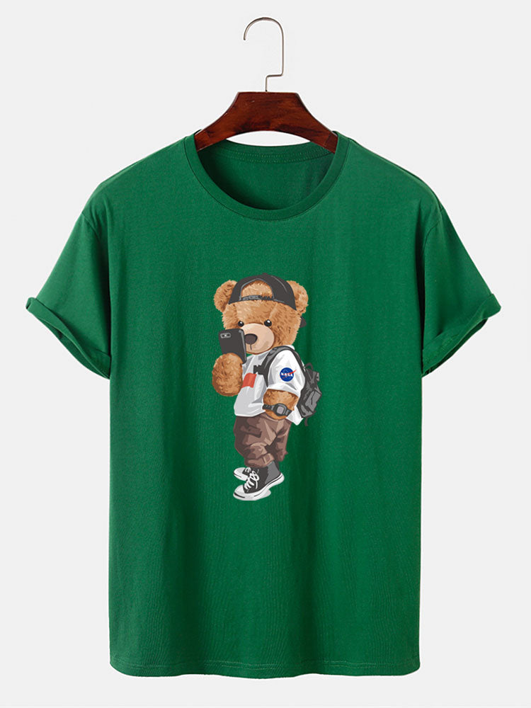 Selfie Bear Print T-Shirt