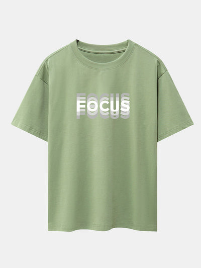Focus Slogan Print Drop Shoulder Oversize T-Shirt