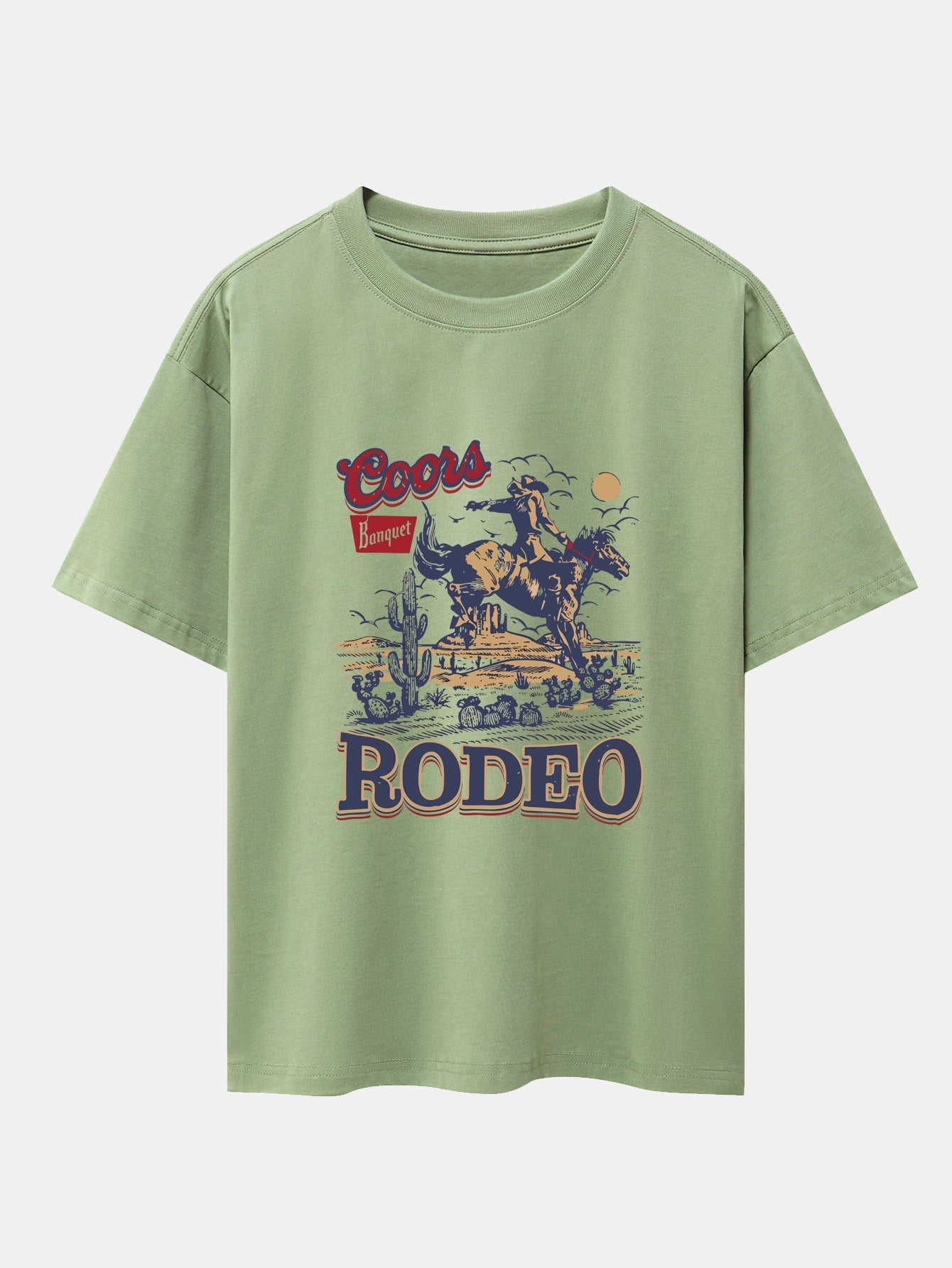 Western Cowboy Print Drop Shoulder Oversize T-Shirt