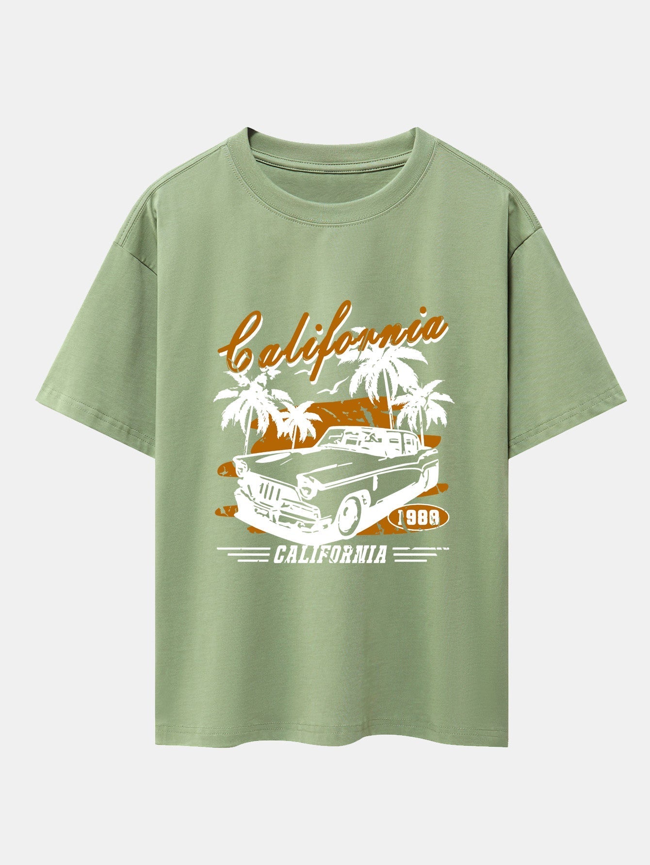 California Car Print Drop Shoulder Oversize T-Shirt