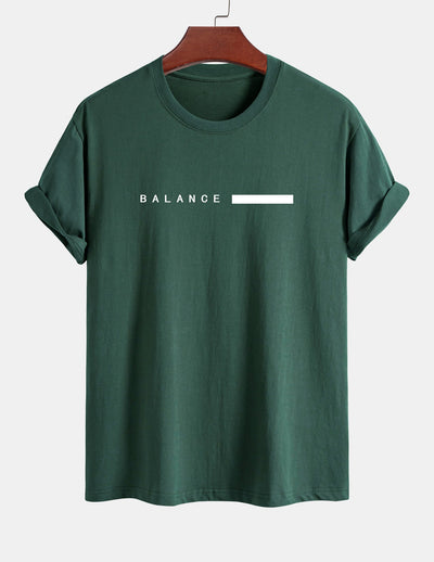 Regular Fit Balance Stripe Print Cotton T-Shirt