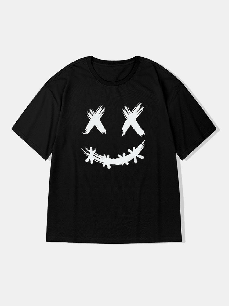 Smile Face Graphic Cotton T-Shirts