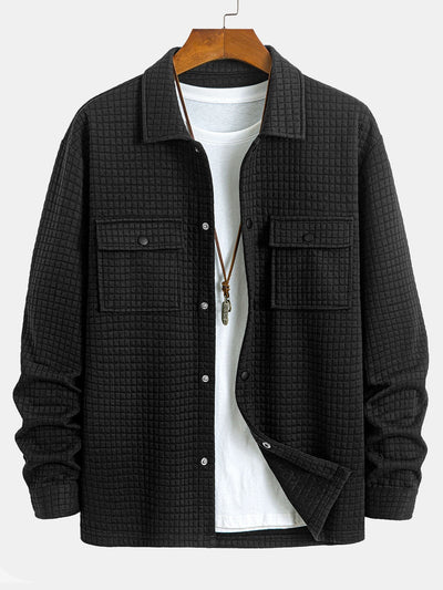 Quilted Waffle Jacquard Overshirt