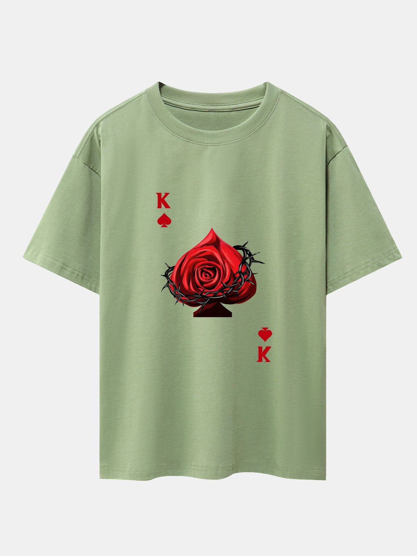 Rose K Print Drop Shoulder Oversize T-Shirt