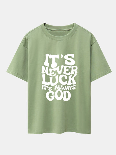 God Slogan Print Drop Shoulder Oversize T-Shirt