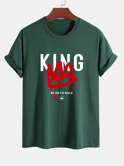 Regular Fit Crown King Print Cotton T-Shirt