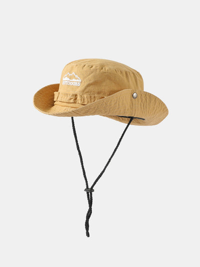 Mountain Pattern Bucket Hat With Chin Strap