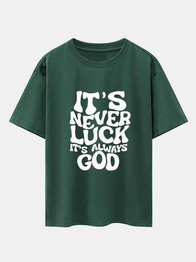 God Slogan Print Drop Shoulder Oversize T-Shirt