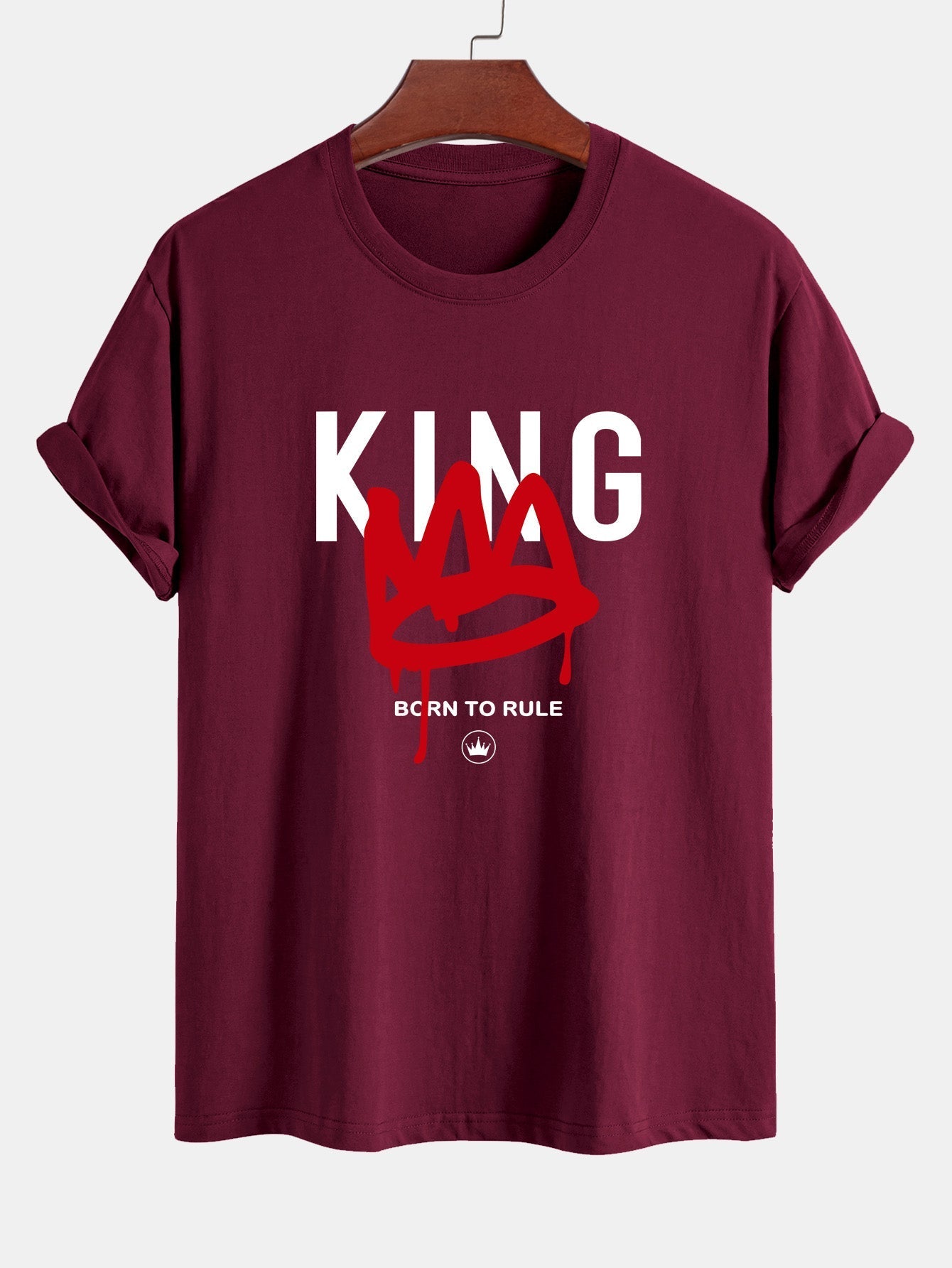 Regular Fit Crown King Print Cotton T-Shirt