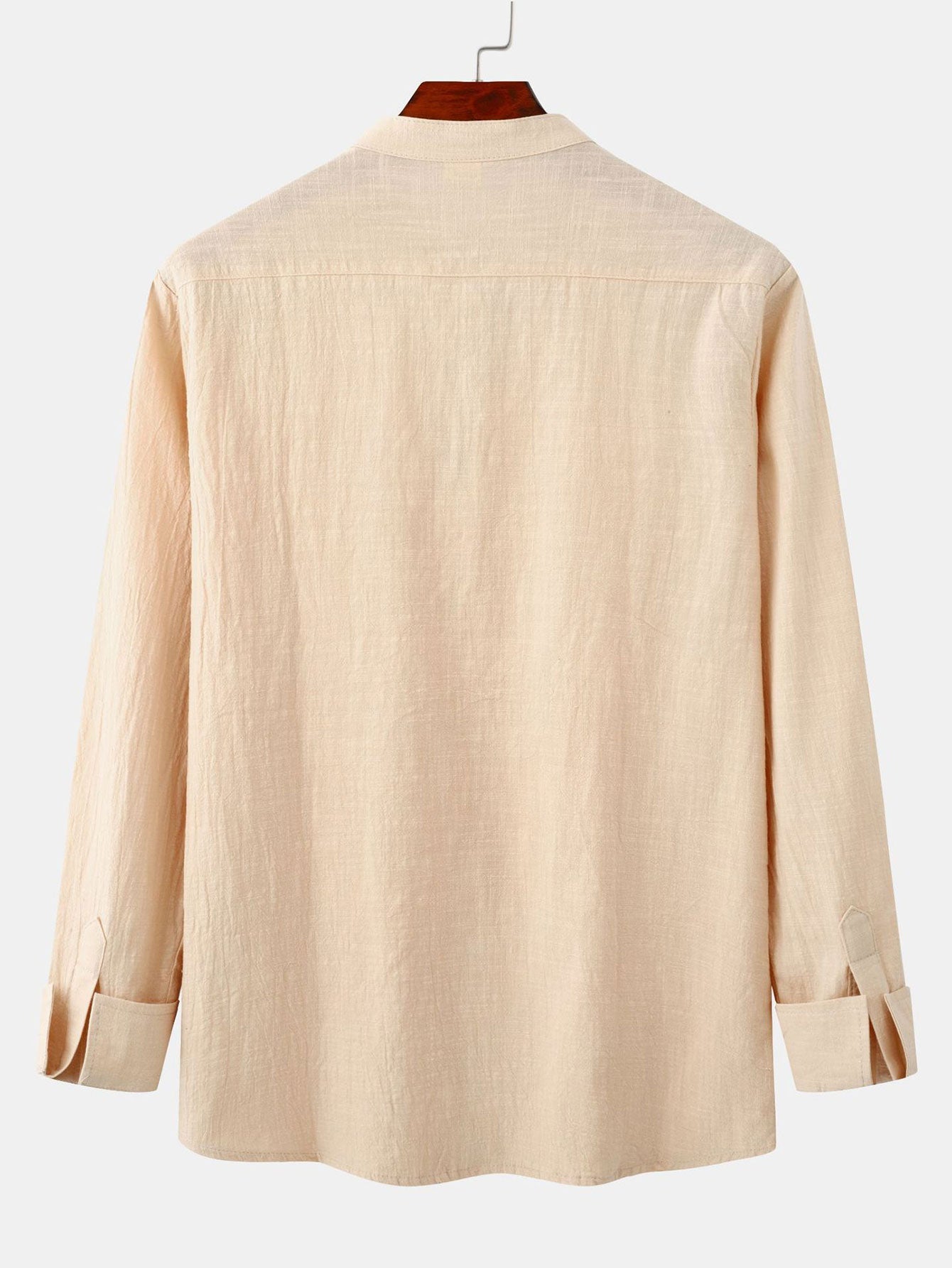 Long Sleeved Textured Stand Collar Shirt