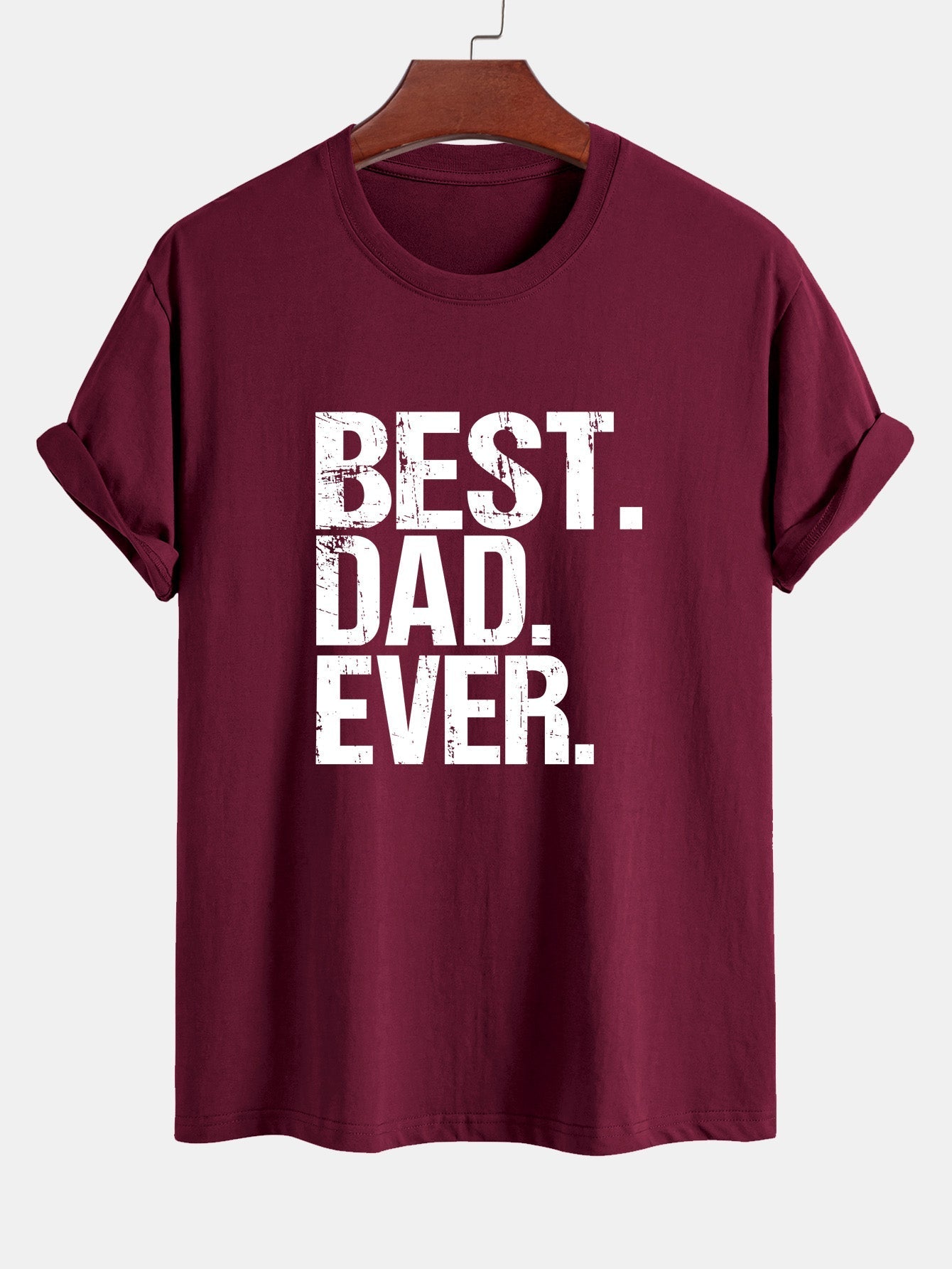 Regular Fit Best Dad Ever Print Cotton T-Shirt