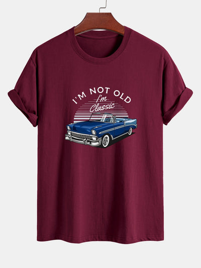Regular Fit Car Slogan Print Cotton T-Shirt