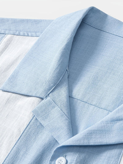 Linen Look Patchwork Bowling Shirt