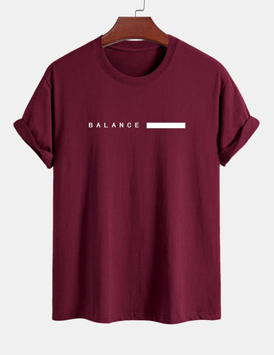 Regular Fit Balance Stripe Print Cotton T-Shirt