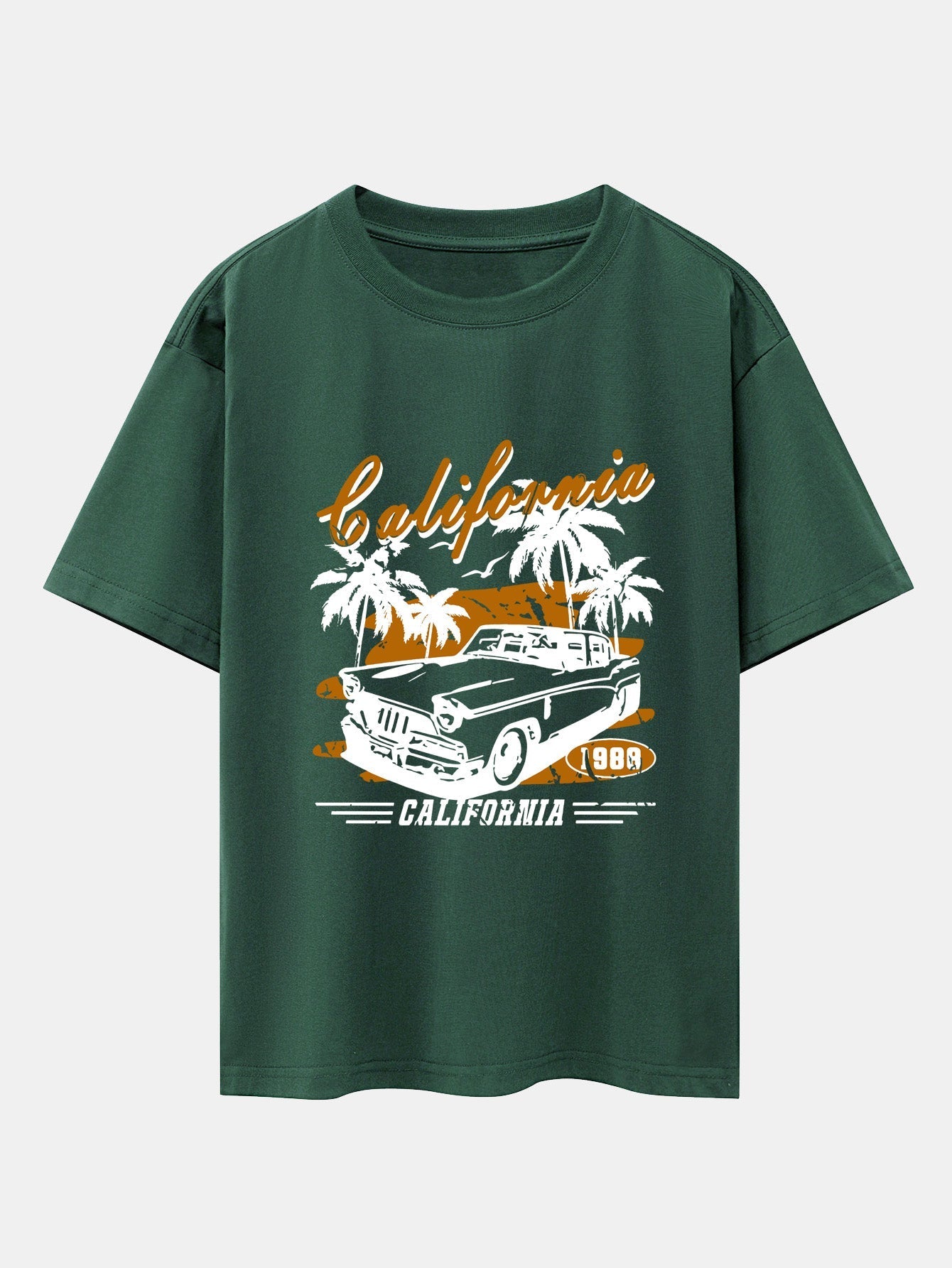 California Car Print Drop Shoulder Oversize T-Shirt