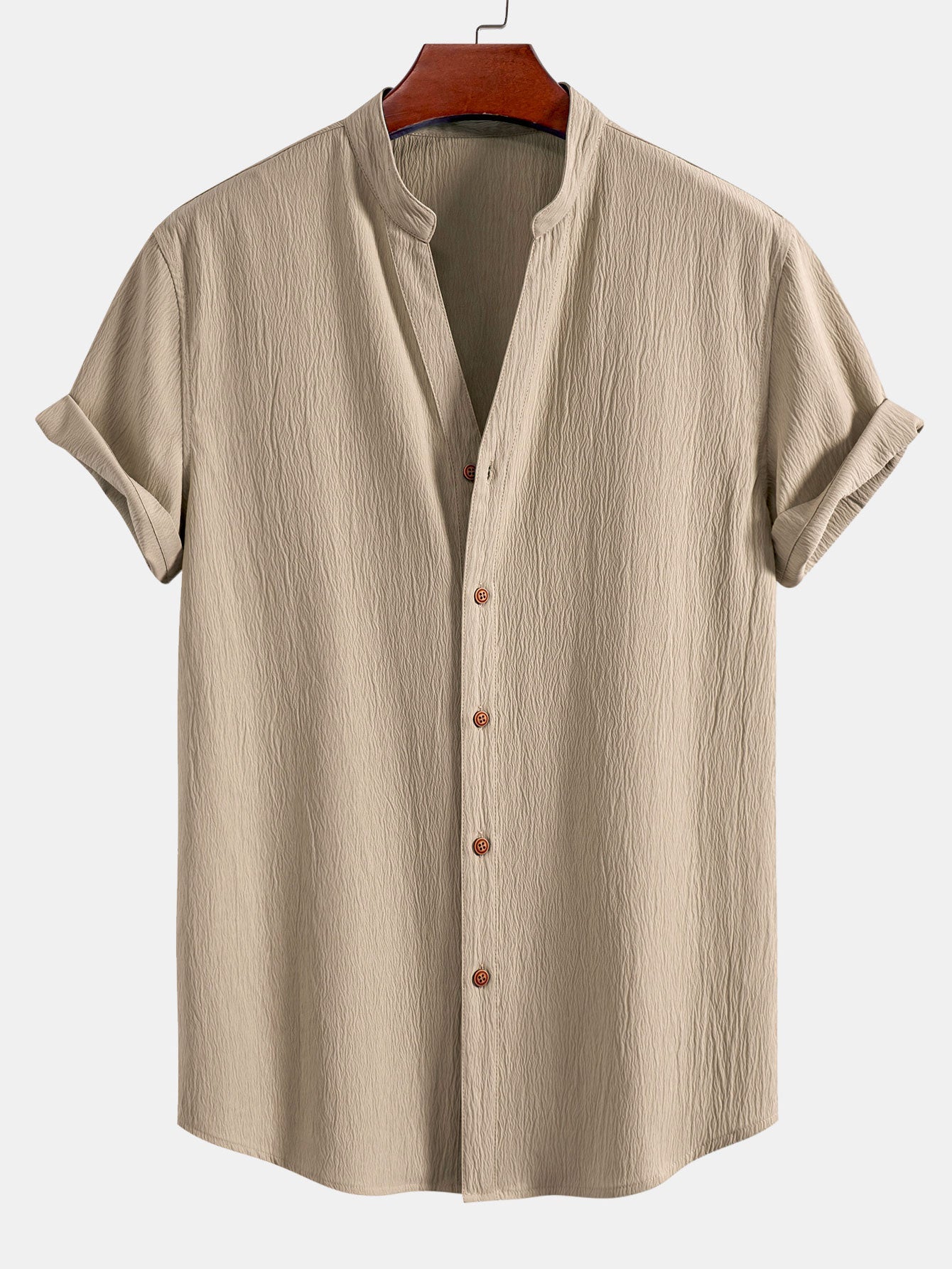 Wrinkled Textured V Neck Shirt