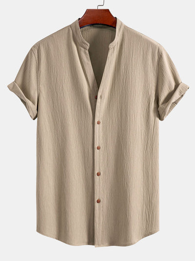 Wrinkled Textured V Neck Shirt